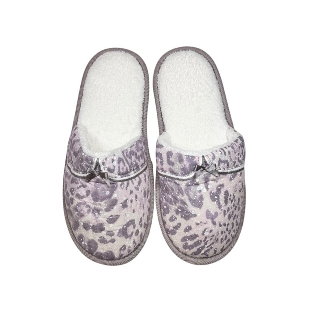 NWOT Victoria’s Secret Slippers Sz. 9 Leopard Print Pink Bow Cozy Soft Feminine